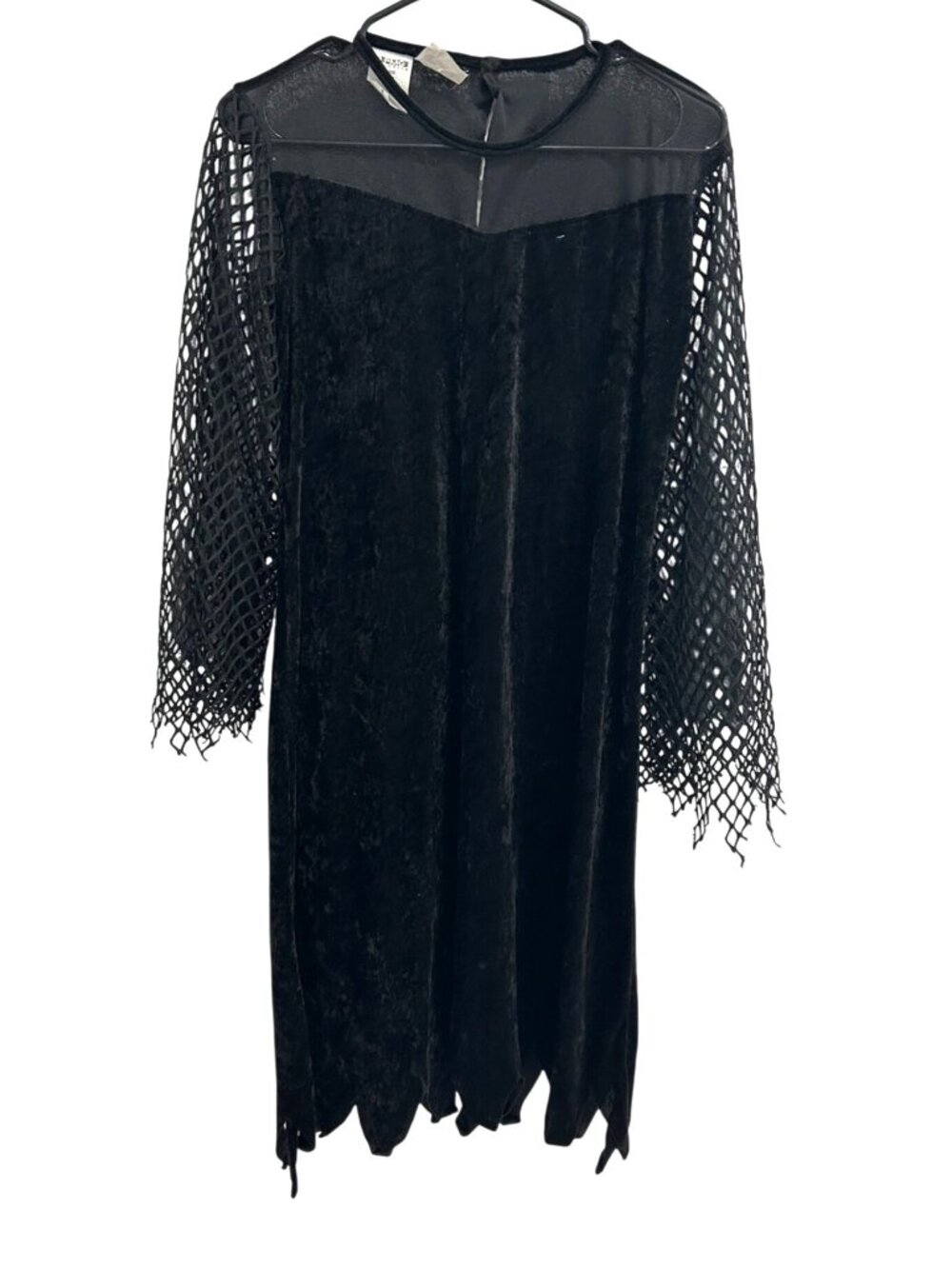 Black Velvet Mesh Long Sleeve PMG Halloween Costume Dress Size L Witchy Goth